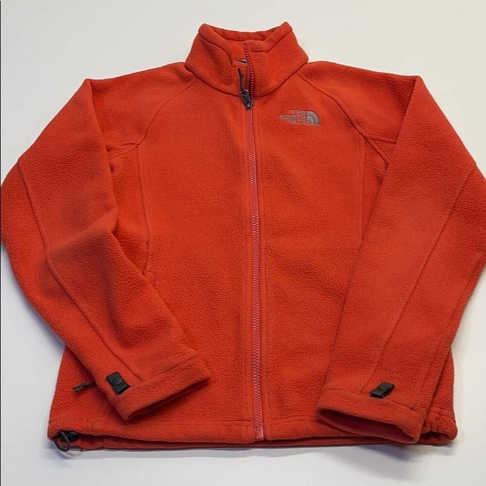 NORTH FACE Womens XS Orange Fuzzy Fleece Full Zip